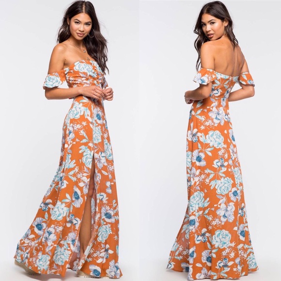 a'gaci Dresses & Skirts - Maxi Orange floral dress